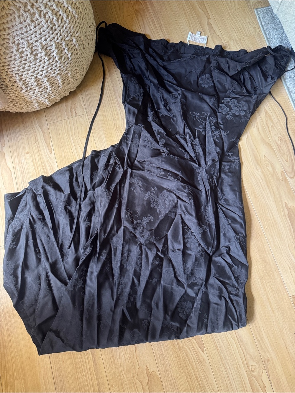 Stone Cold Fox Black Floral Satin Slip Dress
